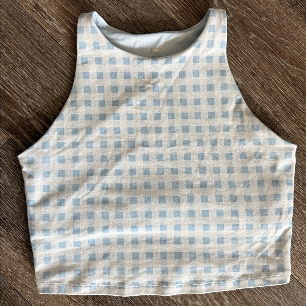 Old Navy Blue and White Checkered Crop Top